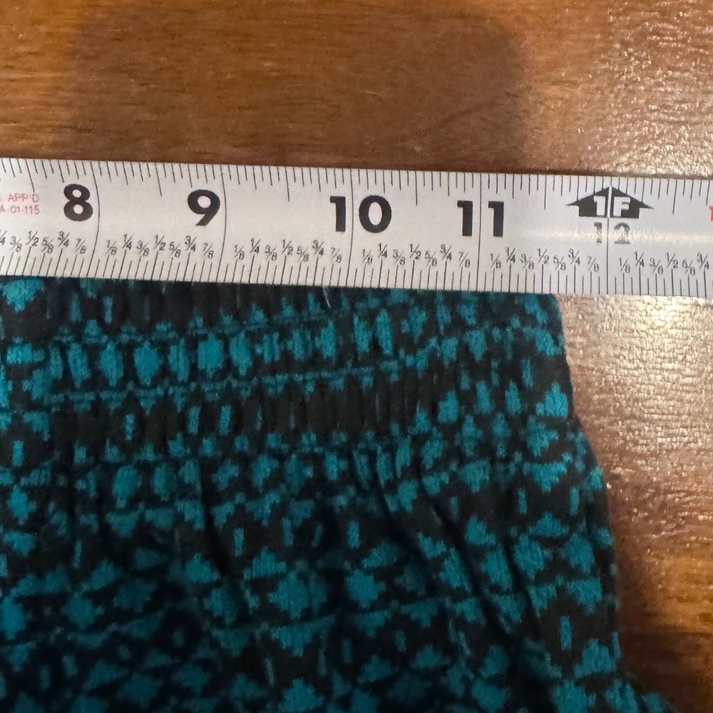 Vintage Carole Little Saint-Tropez West Teal Black Geometric Midi Skirt Size 8 - Picture 6 of 9